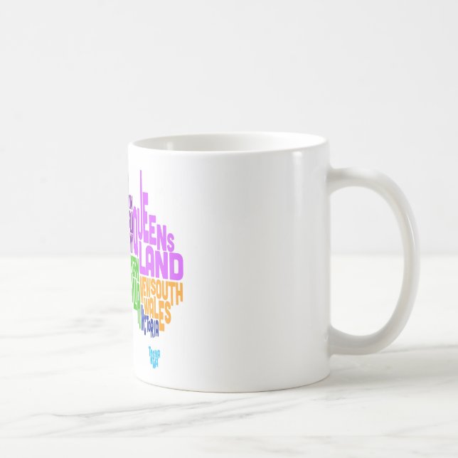 Australia Typographic Text Map Coffee Mug (Right)