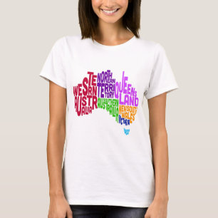 Australia Typographic Text Map T-Shirt