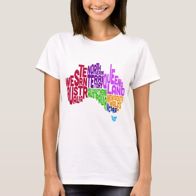 Australia Typographic Text Map T-Shirt (Front)