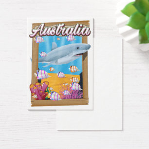 Australia Underwater shark travel poster