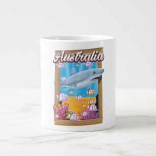 Australia Underwater shark travel poster Large Coffee Mug