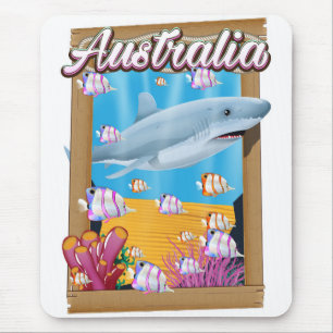 Australia Underwater shark travel poster Mouse Pad