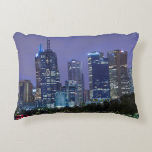 Australia, Victoria, Melbourne, skyline along Decorative Cushion