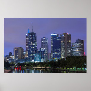 Australia, Victoria, Melbourne, skyline along Poster