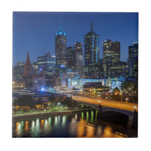 Australia, Victoria, Melbourne, skyline with Ceramic Tile