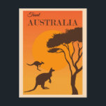 Australia Vintage Kangaroo Travel Poster Postcard<br><div class="desc">Anyone would love to receive this vintage travel poster postcard featuring a retro kangaroo illustration of the outback in Australia,  promoting Australian tourism!</div>