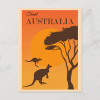 Australia Vintage Kangaroo Travel Poster