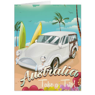 Australia vintage surf travel poster