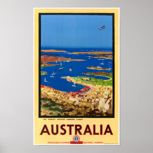 Australia Vintage Travel Poster Restored