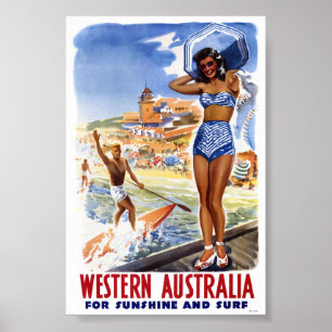 Australia Vintage Travel Poster Restored