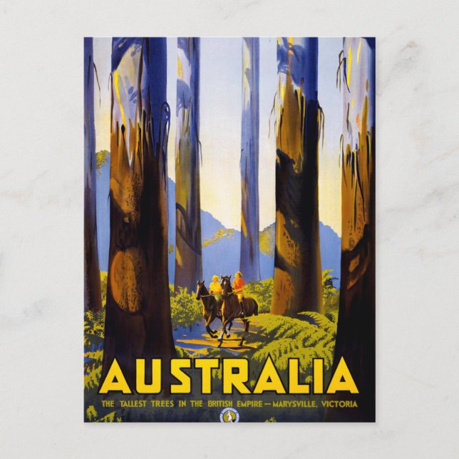 Australia Vintage Travel Poster Restored Postcard (Front)