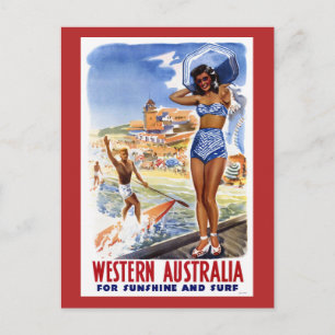 Australia Vintage Travel Poster Restored Postcard