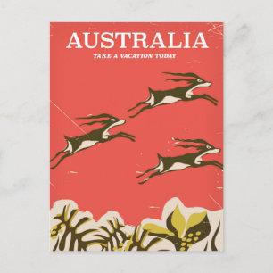 Australia vintage vacation print postcard