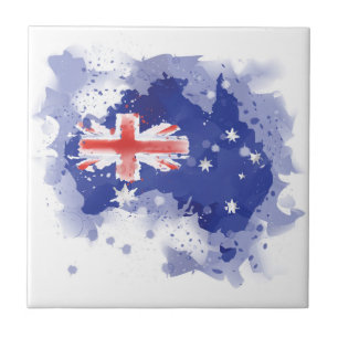 Australia Watercolor Map Ceramic Tile