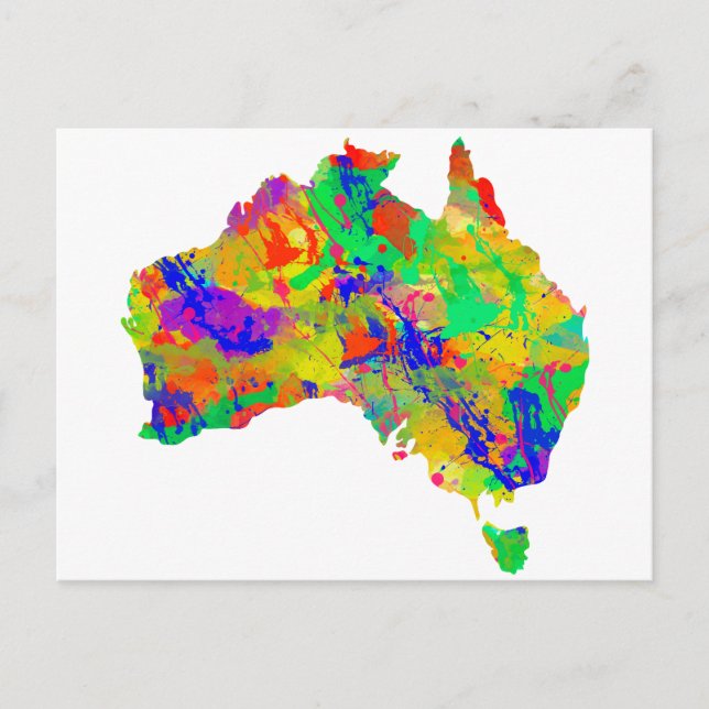Australia Watercolor Map Postcard (Front)