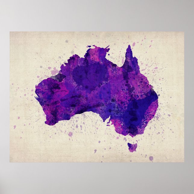Australia Watercolor Map Poster (Front)