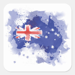 Australia Watercolor Map Square Sticker