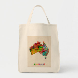 Australia Watercolor Map Tote Bag