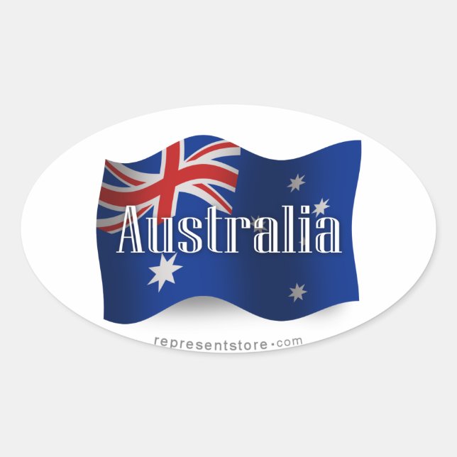 Australia Waving Flag Oval Sticker (Front)