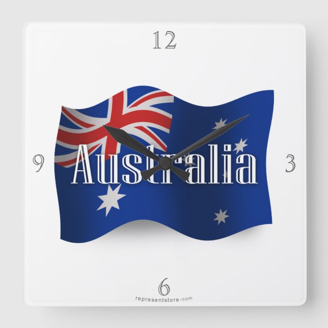 Australia Waving Flag Square Wall Clock (Front)