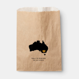 Australia Wedding Favour Treat Sacks, Map Gift Bag