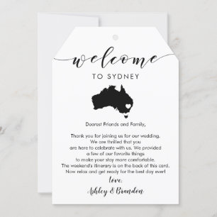 Australia Wedding Welcome Tag, Letter Itinerary