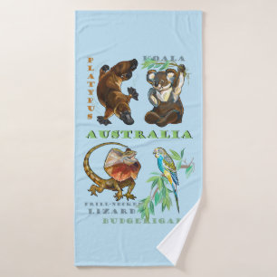 Australia wildlife bath towel set