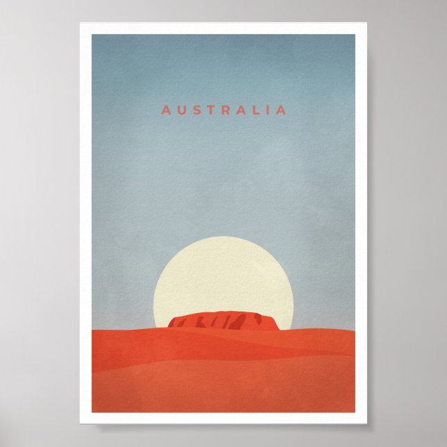 Australia with Sunset & Ayers Rock/Uluru | Poster (Front)