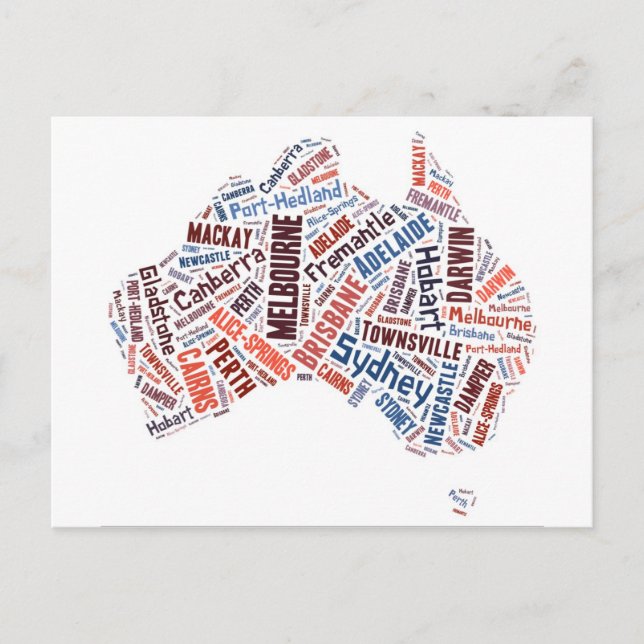 Australia Word Art Postcard (Front)