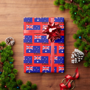 Australia Wrapping Paper, Australian Flag Red Paper