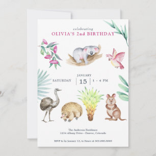 Australia Zoo Animal Birthday  Invitation