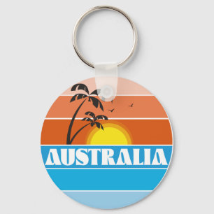 Australian 80s sunset retro logo metal print class key ring