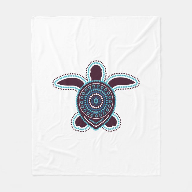 Australian Aboriginal Art Turtle Fleece Blanket (Front)