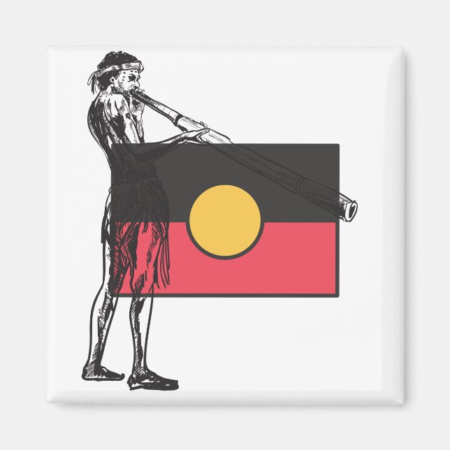 Australian Aboriginal Flag And Aborigin Magnet (Front)