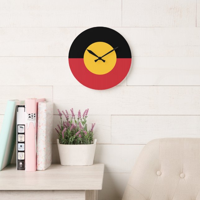 Australian Aboriginal flag  Large Clock (Reading Room)