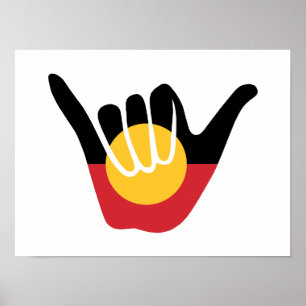Australian Aboriginal Flag Shaka sign hang loose