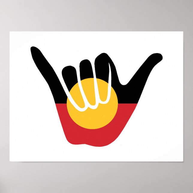 Australian Aboriginal Flag Shaka sign hang loose  (Front)