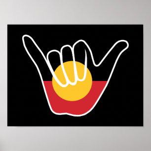 Australian Aboriginal Flag Shaka sign hang loose 