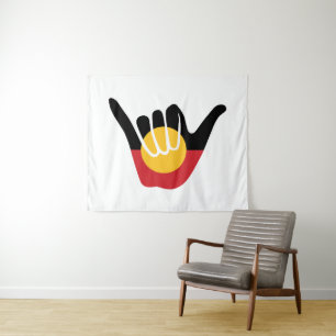 Australian Aboriginal Flag Shaka sign hang loose  Tapestry