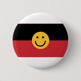 Australian Aboriginal flag with Smile face 6 Cm Round Badge