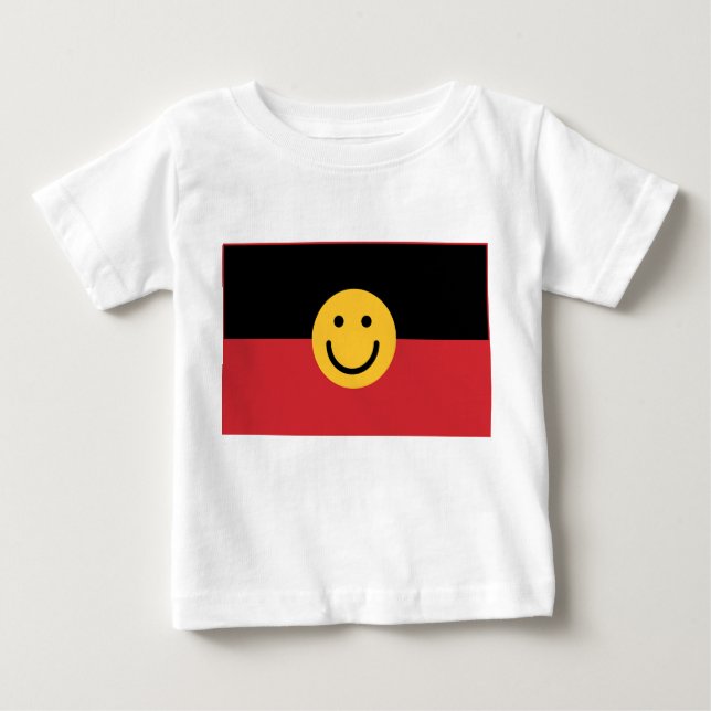 Australian Aboriginal flag with Smile face Baby T-Shirt (Front)