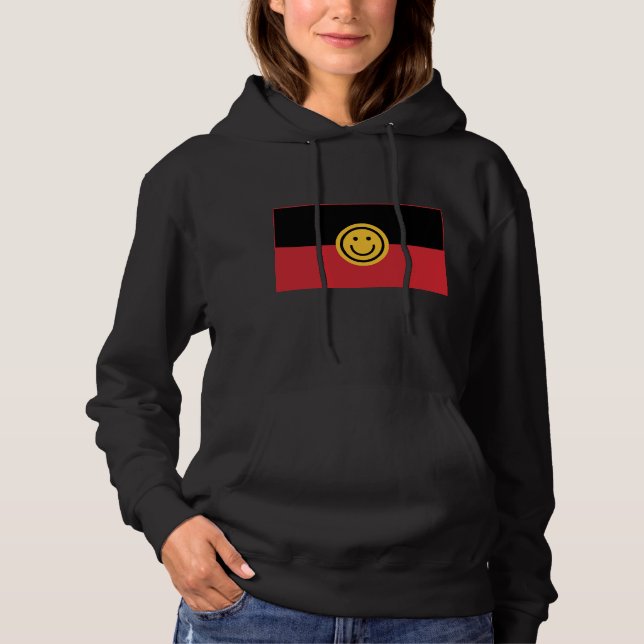 Australian Aboriginal flag with Smile face Hoodie (Front)