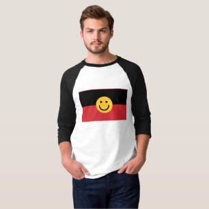 Australian Aboriginal flag with Smile face T-Shirt