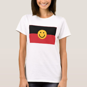 Australian Aboriginal flag with Smile face T-Shirt