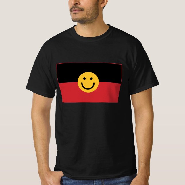 Australian Aboriginal flag with Smile face T-Shirt (Front)
