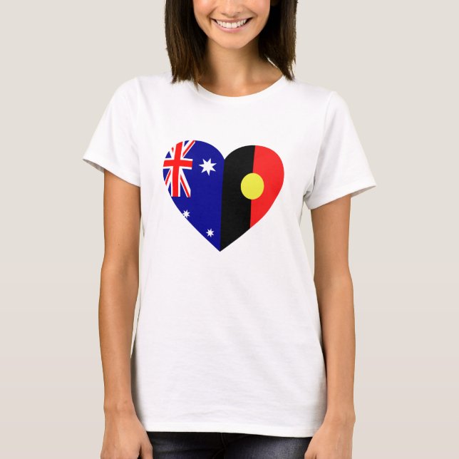 Australian Aboriginal Heart Flags T-Shirt (Front)