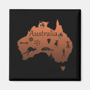 australian aboriginal map with symbols magnet