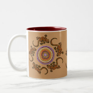 Australian Aboriginal Style Desert Art Two-Tone Coffee Mug