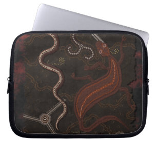 Australian Aboriginal Style Lizard & Snakes Laptop Sleeve