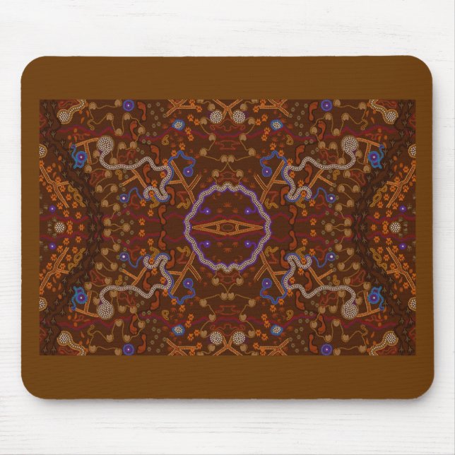 Australian Aboriginal-style Walkabout Art Design Mouse Pad (Front)